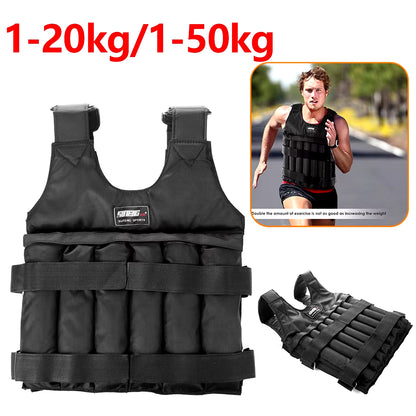 Durable Loading Weighted Vest 50Kg Adjustable Weight Training Exercise Waistcoat Jacket Sand Clothing Boxing Fitness Equipment